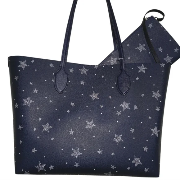 NWT KATE SPADE New York Bleecker Starlight Large Tote BLUE LEATHER Bag - Picture 8 of 10